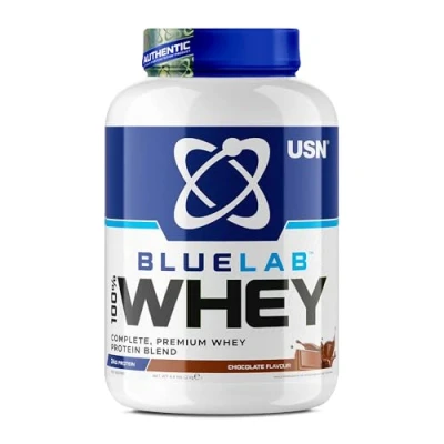 Afbeelding van USN Blue Lab Whey Protein, Premium Proteïnepoeder, wetenschappelijk ontwikkelde post workout spieropbouw proteïnepoeder met BCAA&#039;s, vanille, 908 g