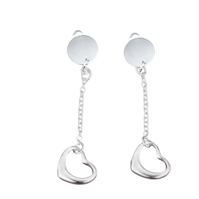 Afbeelding van Clip oorbellen open hartje zilverkleur geen gaatje Lang Charme Bijoux