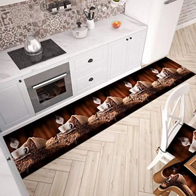 Afbeelding van PETTI Artigiani Italiani Keukentapijt, loper, keukenloper, antislip en wasbaar, 52 x 180 cm, design koffie 1, 100% Made in Italy