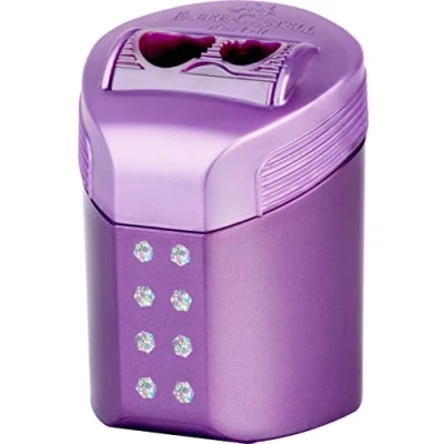 Afbeelding van Faber Castell puntenslijper RollOn sparkle duo 2 gaats met opvangbakje FC 183900