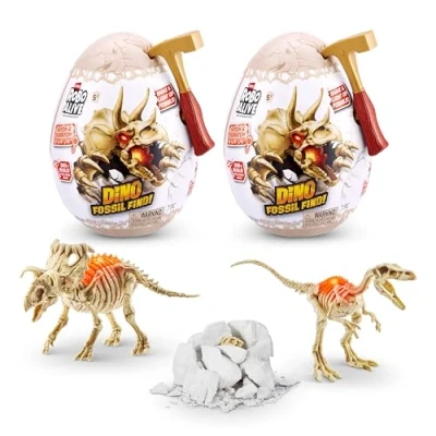 Afbeelding van ROBO ALIVE Mini Dino Fossil Find (2 stuks, Troodon &amp; Kosmoceratops) van ZURU Boys 4 8 Dig en Discover, STEM, Excavate Prehistoric Fossils, Educational Toys, Great Science Kit, cadeau voor meisjes