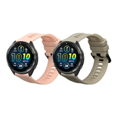 Afbeelding van kwmobile 2x horlogebandjes geschikt voor Garmin Forerunner 965 / Solar 955 bandje Smartwatch bandjes van TPU Activity tracker horloge band in grijs donkerroze