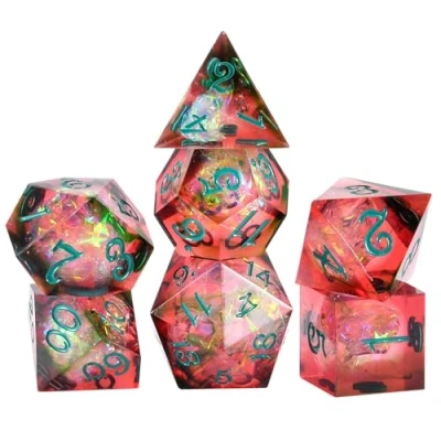 Afbeelding van OriCraft Rode magische dobbelstenen DND set Dungeons and Dragons polyedrische voor rollenspel D20 kristallen energiesteen Halloween scherpe hoeken