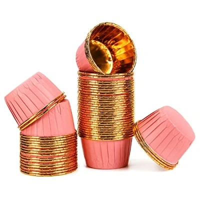 Afbeelding van Spesh 50 stuks papieren bakvormpjes, muffinhouders, muffinvormen, wegwerp bakbekers voor muffinvorm, bronnie cupcake, roze goud
