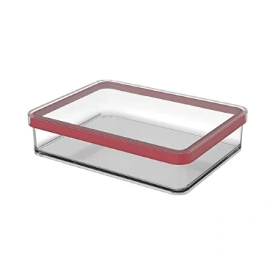 Afbeelding van Rotho Loft rechthoekige voorraadbus 1l met deksel en afdichting, Kunststof (SAN) BPA vrij, transparant/rood, (20.0 x 15.0 4.8 cm)