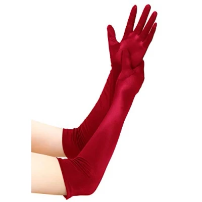Afbeelding van EORUBE Lange Opera 1920s Satijnen Handschoenen voor Vrouwen Elleboog Lengte Party Kostuum Handschoenen, Glad 20.5 Rood, Eén maat