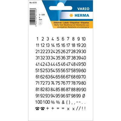 Afbeelding van 10x Herma Getallen 5 mm 1 100 watervast folie transparant 2 vellen