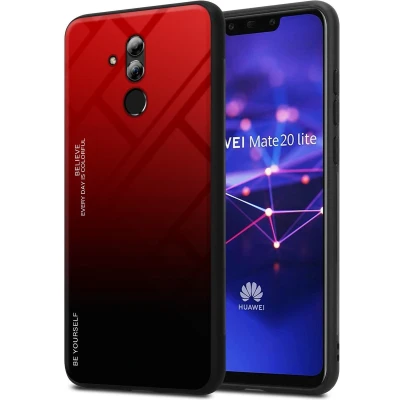 Afbeelding van Cadorabo Hoesje geschikt voor Huawei MATE 20 LITE in ROOD ZWART Tweekleurige beschermhoes TPU silicone Case Cover