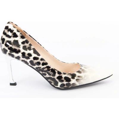 Afbeelding van Zerba Dames Pumps Maat 41 Zwart Wit Leer Ovetto