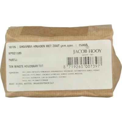 Afbeelding van Jacob Hooy Shoarma Kruiden Met Zout 250GR