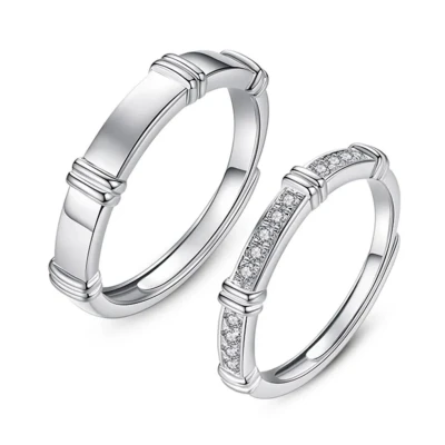 Afbeelding van Ring dames ringenset zilveren ringen set Zirkonia steen zilver 925 plated one size cadeau voor vrouw Trouwringen vriendin liefdescadeau verlovingsring valentijn valentijnscadeautje