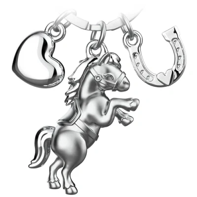 Afbeelding van FABACH Paard sleutelhanger geluksbrenger met hart en hoefijzer voor paardenliefhebbers paardensleutelhanger cadeau, zilver, 1, Modern