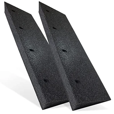 Afbeelding van Stoeprand oprijplaat, rubber, zwart, 2 stuks, breedte: 100 cm, hoogte: 110 mm, rubberen wig, rolstoelhelling, oprijhulp, drempelhelling, autohelling