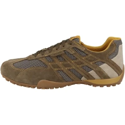 Afbeelding van Geox Snake Original Sneakers laag, Heren, Maat: 48, Military/dark grey Leer en textiel