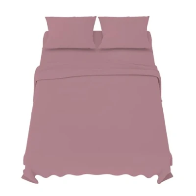 Afbeelding van Dreamzie beddengoedset 150x200 cm 4 stuks in microvezel hoeslaken laken voor 2 personen 230x270 kussenslopen 50x80 Oeko Tex gecertificeerd roze