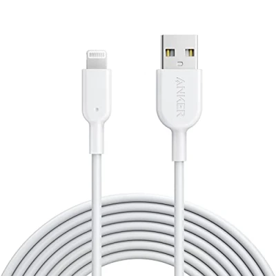 Afbeelding van Anker iPhone oplaadkabel Powerline II, kabel 3 m, Lightning kabel, MFi gecertificeerd voor SE/XS/XS Max/XR/iPhone X/8/8 Plus/ 7/7 6s/ 6/6 5S/ iPad Pro (wit)