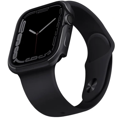 Afbeelding van Apple Watch 44 mm Hoes: Uniq Valencia Shockproof/Valbescherming Bumper Grijs Aluminium Smart Covers