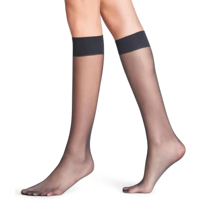 Afbeelding van Falke Seidenglatt 15 Denier Transparent Kniekousen, Dames, Maat: 39 42, Graphite