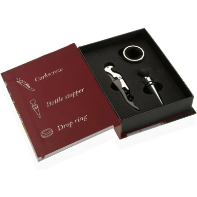 Afbeelding van Versa Set Van Wijn Accessoires Boek Hout 4 X 22 16,5 Cm