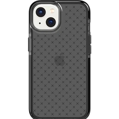 Afbeelding van tech21 iPhone 14 Evo Check Schokabsorberend en dun beschermend telefoonhoesje met 4,9 m FlexShock Multi Drop Protection &amp; Extra Knoppen Smokey Black