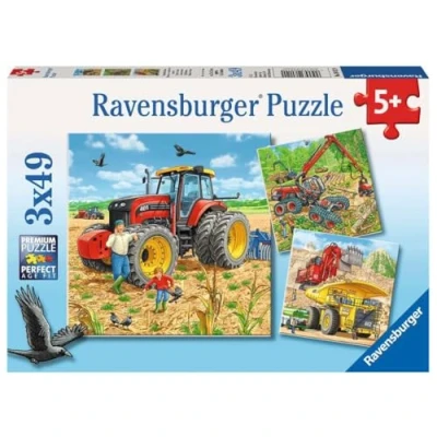 Afbeelding van Ravensburger Grote machines Drie puzzels van 49 stukjes kinderpuzzel