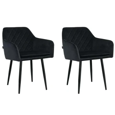 Afbeelding van Lina® Noble Eetkamerstoelen Zwart Set van 2 Velvet