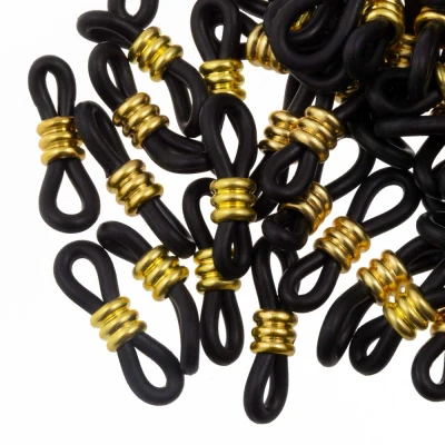Afbeelding van Bril Elastiekjes met Stainless Steel (20 x 6 mm) Black Goud (25 Stuks)