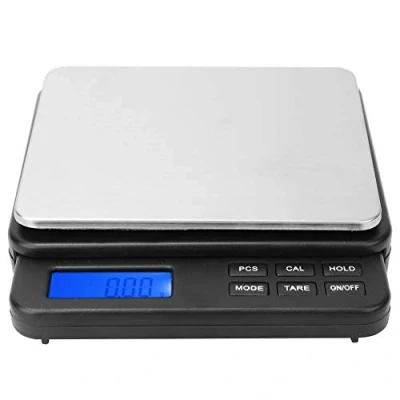 Afbeelding van Digitale keukenweegschaal, Hoge precisie elektrische voedselweegschaal met blauw verlicht display 1000 g / 0,01 lichtgevend LCD scherm elektronische weegschaal (zwart)