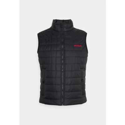 Afbeelding van HUGO BOSS heren Bentino gewatteerde bodywarmer met logo in de kleur Zwart, maat: S
