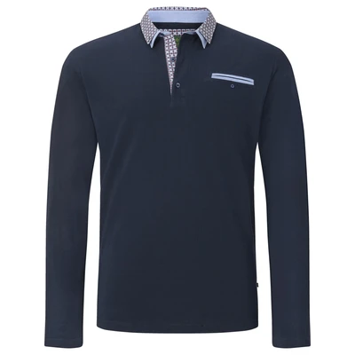 Afbeelding van Charles Colby loose fit polo EARL CHAD Plus Size donkerblauw