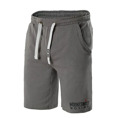 Afbeelding van Mount Swiss Herenshorts tot 8XL, 100% katoen, grote maten, korte vrijetijdsbroek, sportbroek, zomerbroek, elastische tailleband, zakken, ademend, comfortabel, zacht, vele kleuren, staalgrijs, XL