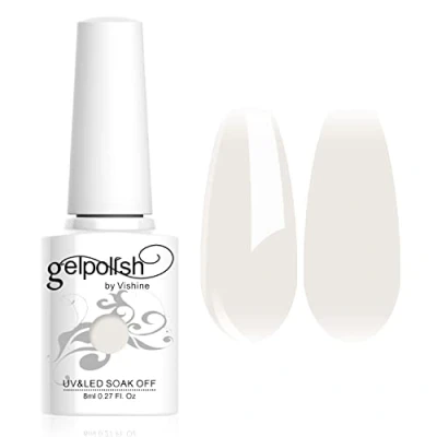 Afbeelding van Vishine Nagellak 8ml, semi permanent, gel, UV, LED, soak off, manicure, zuiver wit #1357