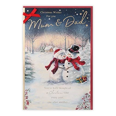 Afbeelding van Clintons: mama en papa sneeuwpoppen paar kerstkaart, kerstkaart voor papa, kerstkaarten, meerkleurig, 171 x 260, 1181333