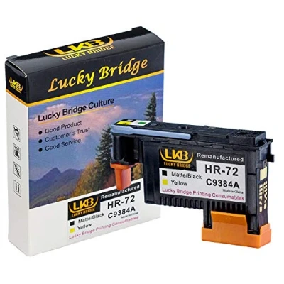 Afbeelding van Lucky Bridge HP72 mat/zwart geel printkop C9384A gereviseerd met nieuwe bijgewerkte chips vervanging voor HP Designjet T610 T620 T770 T790 T1100 T1120 1200 T1300 T2300 (72 C9384A) UK
