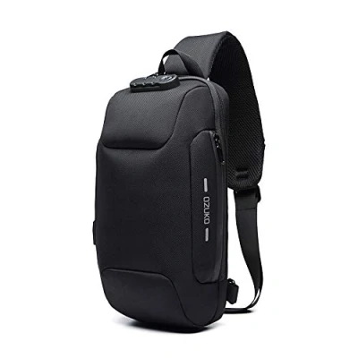 Afbeelding van OZUKO Sling Cross Body Rugzak, USB Anti Diefstal Mannen Borsttas Casual Schoudertas, Zwart, Eén maat