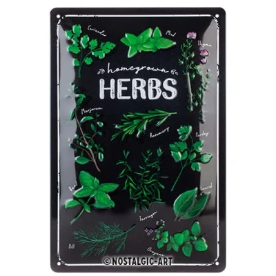 Afbeelding van Nostalgic Art Homegrown Herbs Retro metalen bord, 20 x 30 cm, cadeau idee voor tuinvrienden, van metaal, vintage design