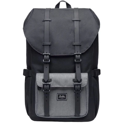 Afbeelding van KAUKKO Rugzak dames heren dagrugzak met laptopvak voor 15 INCH notebook school, universiteit, reizen, wandelen, 22L 17 Zwart N Grijs [ep5 5]