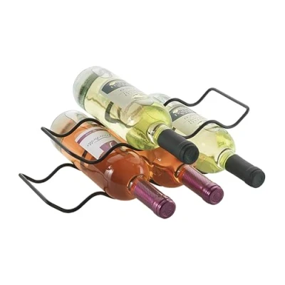 Afbeelding van Tomado Metaltex Set van 2 flessenhouders Wave 20 Mat zwart voor wijnflessen (0,75 liter)