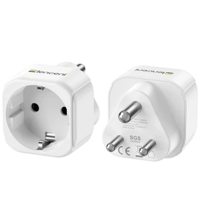 Afbeelding van LENCENT 2X EU naar IN Reisadapter, Type D India Reisstekker, Europese Travel Adapter Stopcontact voor Reizen India, Sri Lanka, Nepal, Libanon, Ghana, Myanmar, Senegal Socket