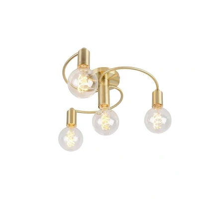Afbeelding van QAZQA Art deco plafondlamp messing 4 lichts Facil