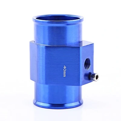 Afbeelding van Qiilu watertemperatuurmeter, 40 mm universele auto metalen watertemperatuur verbindingsslang temperatuursensor adapter blauw