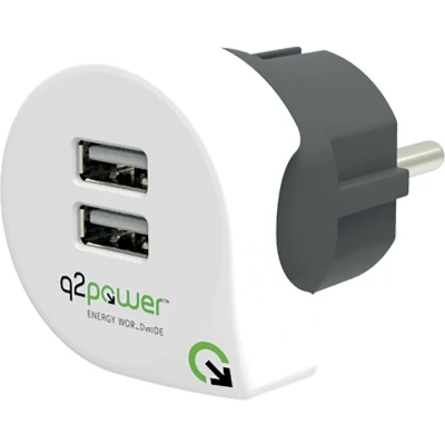 Afbeelding van Q2Power Reisstekker Duo USB 2.4A naar Europa