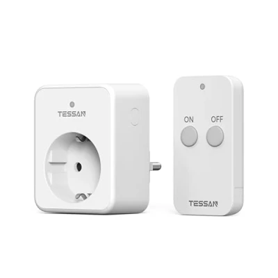 Afbeelding van TESSAN draadloze stopcontacten met afstandsbediening 30,5M, 3600W stekker afstandsbediening, ruimtebesparende stopcontactafstandsbediening, stopcontact wit