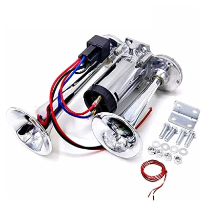 Afbeelding van YIYIDA Auto Elektrische Luchthoorn 160DB Trompetten High Tone en Low Hoorn Silve Dubbele buis Zink Chroom Super Luid Truck Hoorns Kit Speaker voor Elke 12V Trein