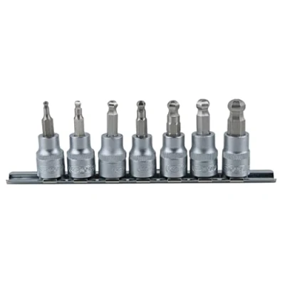 Afbeelding van KS Tools 911.3922 Set 3/8&quot; Bit dopsleutels, binnenzeskant met kogelkop, 7 dlg