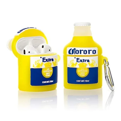 Afbeelding van YIGEYI Siliconen Case Compatibel met Airpods 1 &amp; 2 Grappige Leuke 3D Cartoon Cover [Bier Drank Serie] (Corona Beer)