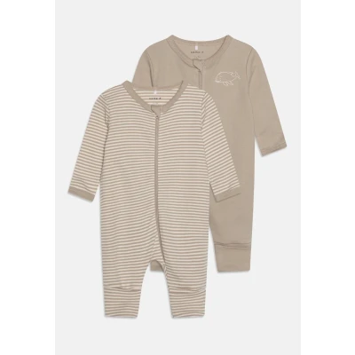 Afbeelding van Name it Nbnnightsuit ZIP Unisex 2 PACK Pyjama voor kinderen, Maat: 50, Beige