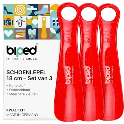 Afbeelding van biped set van 3 schoenlepels kunststof 18 cm schoenlepel Duitse productie z1570(rood)