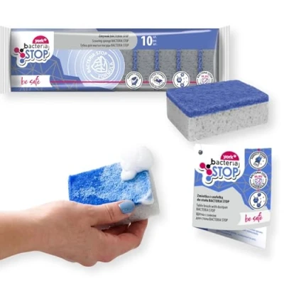 Afbeelding van York BACTERIA STOP vaatwasspons antibacterieel laat geen bacteriën groeien Cleaner voor de keuken. Spons Blauw Grijs 10 stuks Cleaning Spons, 34010, Klein