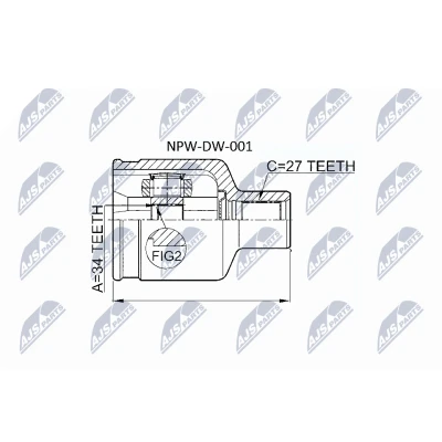 Afbeelding van Homokineet reparatie set, aandrijfas NTY NPW DW 001